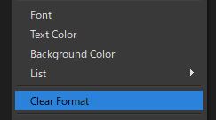 「Clear Format」を選択