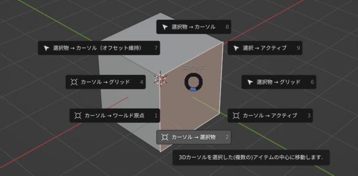 カーソル→選択物