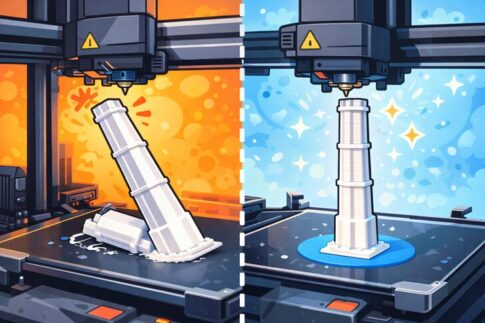 高さのある3Dプリントが倒れる原因と対策｜反り・剥がれ完全対処【Bambu Studio】