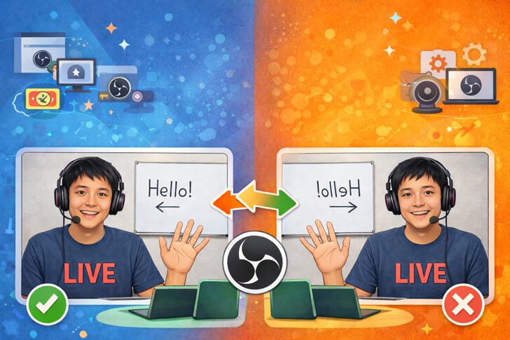 OBSで画面を左右反転する方法｜Webカメラ・画面キャプチャ別に解説